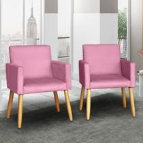 Kit 2 Poltronas para Sala Decorativa Cadeira Estofada Resistente Escritório Recepção Sala de estar manicure Pés palito de madeira
