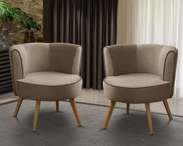 Kit 2 Poltronas Para Sala Decorativa Isa Suede Cappuccino Adonai Estofados