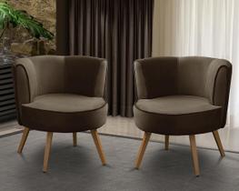 Kit 2 Poltronas Para Sala Decorativa Isa Suede Marrom Adonai Estofados Kit 2 Poltronas Para Sala Decorativa Isa Suede Marrom Adonai Estofados