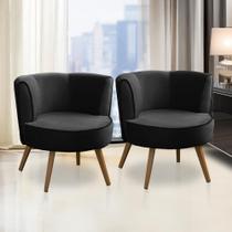 Kit 2 Poltronas Para Sala Decorativa Isa Suede Preto Adonai Estofados