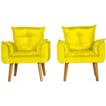 Kit 2 Poltronas Para Sala Decorativa Opala Suede Amarelo Kit 2 Poltronas Para Sala Decorativa Opala Suede Amarelo