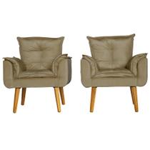Kit 2 Poltronas Para Sala Decorativa Opala Suede Capuccino