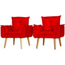 Kit 2 Poltronas Para Sala Decorativa Opala Suede Vermelho Kit 2 Poltronas Para Sala Decorativa Opala Suede Vermelho