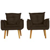 Kit 2 Poltronas Para Sala Decorativa Opala Veludo Marrom Kit 2 Poltronas Para Sala Decorativa Opala Veludo Marrom