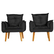 Kit 2 Poltronas Para Sala Decorativa Opala Veludo Preto Kit 2 Poltronas Para Sala Decorativa Opala Veludo Preto