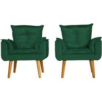 Kit 2 Poltronas Para Sala Decorativa Opala Veludo Verde Escuro Kit 2 Poltronas Para Sala Decorativa Opala Veludo Verde Escuro