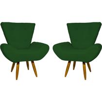 Kit 2 Poltronas Para Sala DECORATIVAS EMILIA SUEDE CORES PÉ CASTANHO - CLIQUE E DECORE