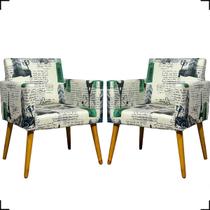 Kit 2 Poltronas Para Sala Decorativas Nina Suede Estampado Pé Castanho - Clique E Decore Kit 2 Poltronas Para Sala Decorativas Nina Suede Estampado Pé Castanho - Clique E Decore