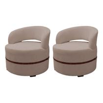 Kit 2 Poltronas para Sala Recepção Decorativa Luxo Luana Linho Bege