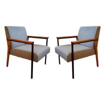 Kit 2 Poltronas Para Sala Trindade Estilo Industrial Linho