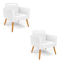 Kit 2 Poltronas Pés Palito Castanho Marisa Corano D03 - D'rossi Cor Branco