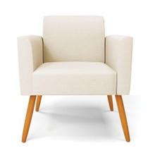 Kit 2 Poltronas Pés Palito Castanho Marisa Linho Bege A19 D03 - D'rossi