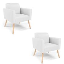 Kit 2 Poltronas Pés Palito Natural Marisa material sintético Branco D03 - D'rossi