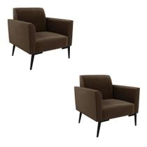 Kit 2 Poltronas Pés Villach Marisa Suede D03 - D'rossi Cor Marrom