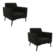 Kit 2 Poltronas Pés Villach Marisa Suede D03 - D'rossi Cor Preto Kit 2 Poltronas Pés Villach Marisa Suede D03 - D'rossi Cor Preto