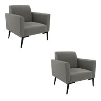 Kit 2 Poltronas Pés Villach Marisa Suede Grafite
