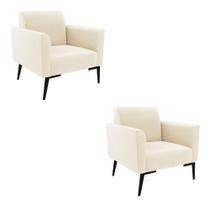 Kit 2 Poltronas Pés Villach Marisa Veludo D03 - D'rossi Cor Bege