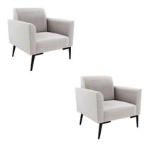 Kit 2 Poltronas Pés Villach Marisa Veludo D03 - D'rossi Cor Cinza