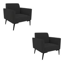 Kit 2 Poltronas Pés Villach Marisa Veludo Preto