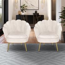 Kit 2 Poltronas Pétala Luxo Pés Dourado Para Lash Designer