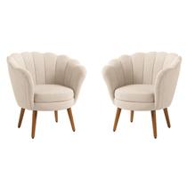 Kit 2 Poltronas Pétala Sued Bege