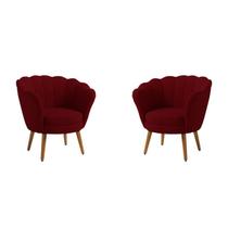 Kit 2 Poltronas Pétala Veludo Marsala