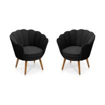 Kit 2 Poltronas Pétala Veludo Preto