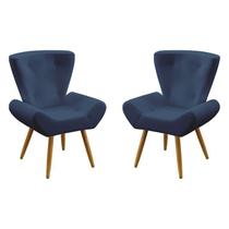 Kit 2 Poltronas Polaris Sued Azul Marinho Aradecor