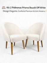 Kit 2 Poltronas Prisma Bouclé Off White Design Elegante, Conforto Premium Estilo Moderno