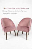 Kit 2 Poltronas Prisma Veludo Rosa Design Moderno, Conforto Premium e Elegância Sofisticada