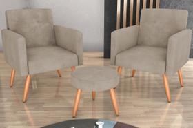 Kit 2 Poltronas + Puff Dallas Suede Bege B251 - Matrix
