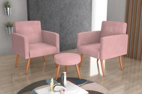 Kit 2 Poltronas + Puff Dallas Turkey Rosa F447 - Matrix