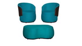 Kit 2 Poltronas + Puff Decorativo Beatriz Orgânico Composê Couro Marrom Suede Azul Turquesa Mz Decor Kit 2 Poltronas + Puff Decorativo Beatriz Orgânico Composê Couro Marrom Suede Azul Turquesa Mz Decor