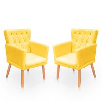 Kit 2 Poltronas Recepção Ana suede amarelo Biselos Decor Kit 2 Poltronas Recepção Ana suede amarelo Biselos Decor