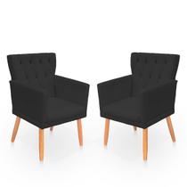 Kit 2 Poltronas Recepção Ana suede preto Biselos Decor