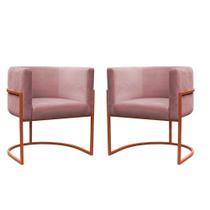 Kit 2 Poltronas Reforçada Decorativa Sala Carla Base Ferro Bronze Suede Kit 2 Poltronas Reforçada Decorativa Sala Carla Base Ferro Bronze Suede