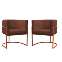 Kit 2 Poltronas Reforçada Decorativa Sala Carla Base Ferro Bronze Suede Kit 2 Poltronas Reforçada Decorativa Sala Carla Base Ferro Bronze Suede