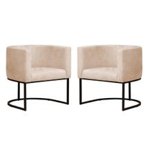 Kit 2 Poltronas Reforçada Decorativa Sala Estar Jantar Gabriela Base Ferro Preto Suede