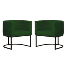 Kit 2 Poltronas Reforçada Decorativa Sala Estar Jantar Gabriela Base Ferro Preto Suede