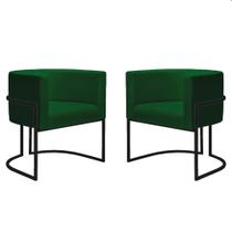 Kit 2 Poltronas Reforçadas Decorativa Sala Nayara Base Ferro Preto Suede