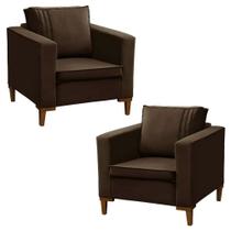 Kit 2 Poltronas Riviera Decorativa em Veludo Cor Marrom Castor Star Confort