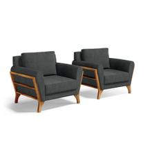 Kit 2 Poltronas Sabrina De Madeira Maciça Com Almofada Kit 2 Poltronas Sabrina De Madeira Maciça Com Almofada