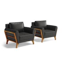 Kit 2 Poltronas Sabrina De Madeira Maciça Com Almofada material sintético Preto 503
