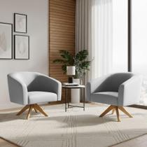 Kit 2 Poltronas Sala Decorativa Stella Giratória material sintético Cinza D'Rossi Kit 2 Poltronas Sala Decorativa Stella Giratória material sintético Cinza D'Rossi