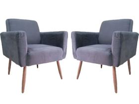 Kit 2 Poltronas Sala Variant Com Apoio de Braço em Tecido Veludo Várias Cores - Sentô