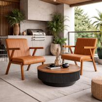 Kit 2 Poltronas Serena Pés Madeira Maciça Para Sala De Estar Ou TV Tecido material sintético Moderna Decorativa cor:caramelo/imbuia Kit 2 Poltronas Serena Pés Madeira Maciça Para Sala De Estar Ou TV Tecido material sintético Moderna Decorativa cor:caramelo/imbuia