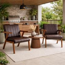 Kit 2 Poltronas Serena Pés Madeira Maciça Para Sala De Estar Ou TV Tecido material sintético Moderna Decorativa cor:marrom/imbuia Kit 2 Poltronas Serena Pés Madeira Maciça Para Sala De Estar Ou TV Tecido material sintético Moderna Decorativa cor:marrom/imbuia