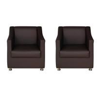 Kit 2 Poltronas Sofia Decorativa Para Recepção Marrom material sintético