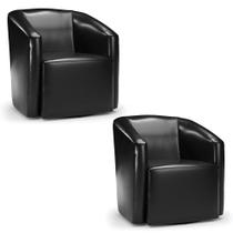 Kit 2 Poltronas Stella Max Corano Preto Base Giratória - D'rossi Kit 2 Poltronas Stella Max Corano Preto Base Giratória - D'rossi