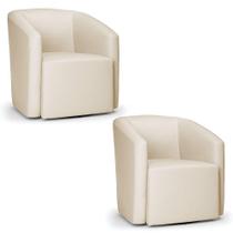 Kit 2 Poltronas Stella Max material sintético Base Giratória - D'rossi Cor Bege